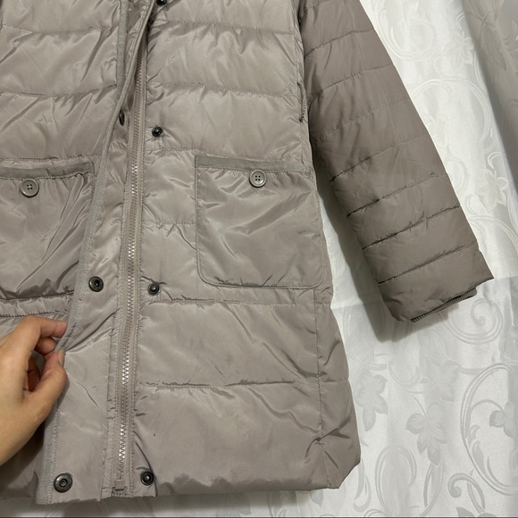 Gap Kids Muted Shiny Stone Grey Waterproof Parka Winter Jacket - Picture 10 of 12